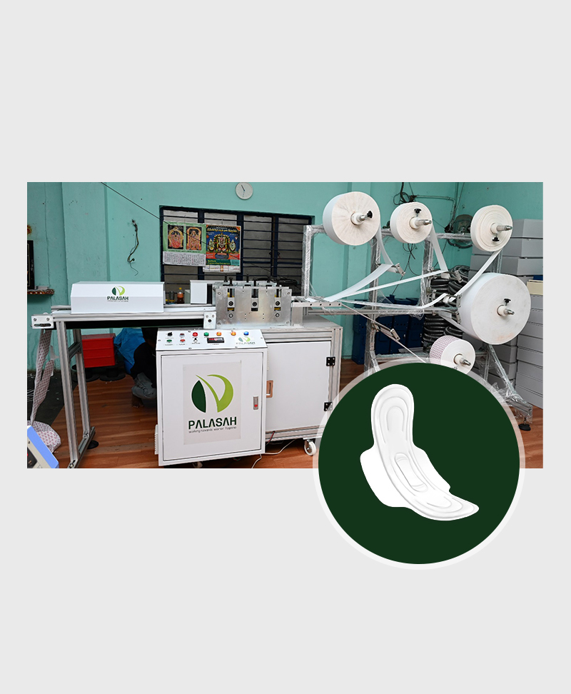 Palasah Automatic Sanitary Napkin Manufacturing Machine With Inbuilt UV Conveyor Palasah Automatic Sanitary Napkin Manufacturing Machine With Inbuilt UV Conveyor